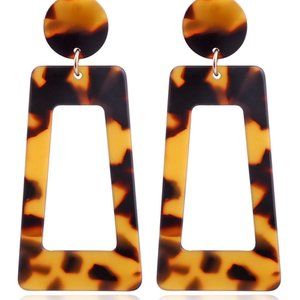Rectangular Leopard Dangle Earrings